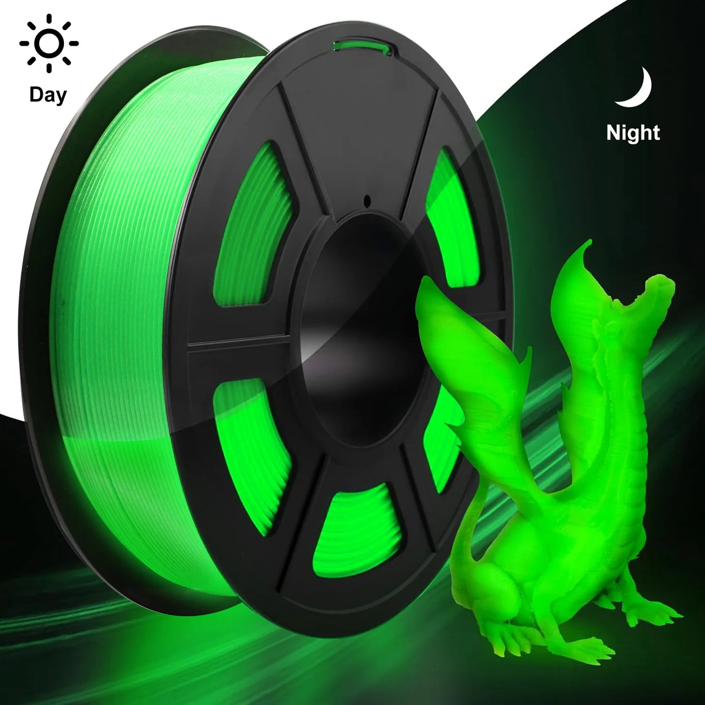 3D Printer Filament: Glow in the Dark 3D Printer Filament - 1.75mm PLA, 200g Spool