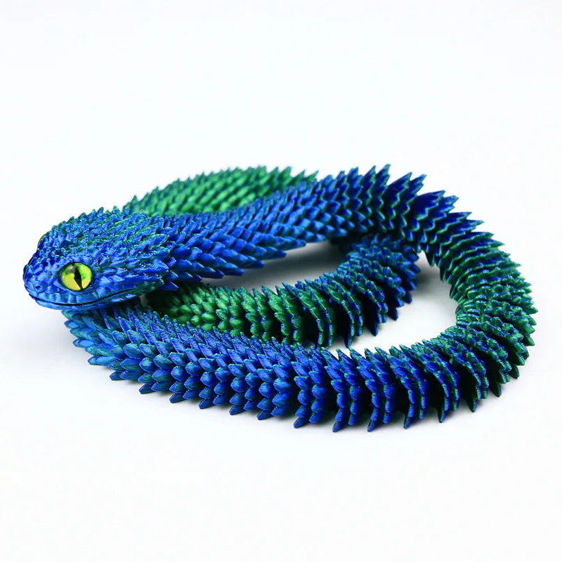 30cm 3D Printed Luminous Snake Movable Joint Simulation Snake Action Figures Home Office Desktop Ornament Birthday Gifts
