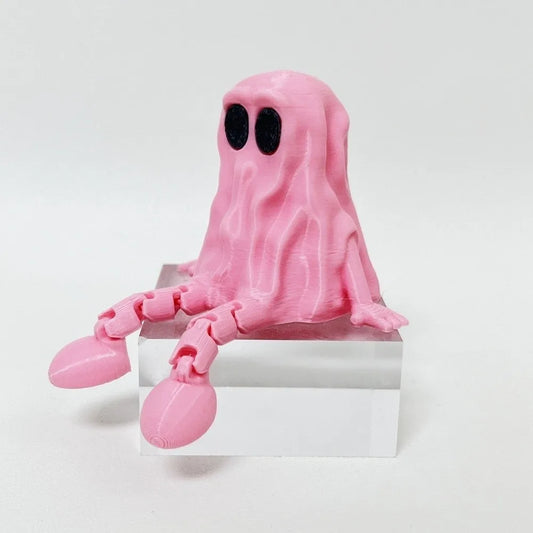 Cute Mini 3D Printed Ghost Ornament Hand-Painted PLA Ghost Joint Figurines Movable Joints Ghost Statue Desktop Display