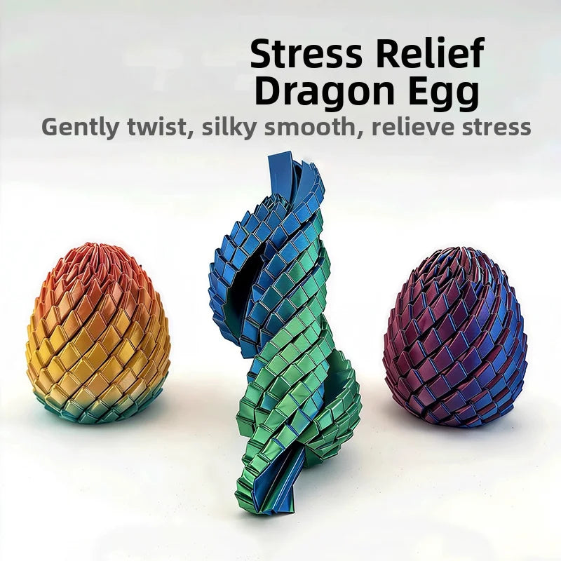 3D Printing Dragon Egg Stress Relief Model, Deformable Twist Egg,Creative Stress-Relief Gadget Desk Ornament Rotation Model Toy