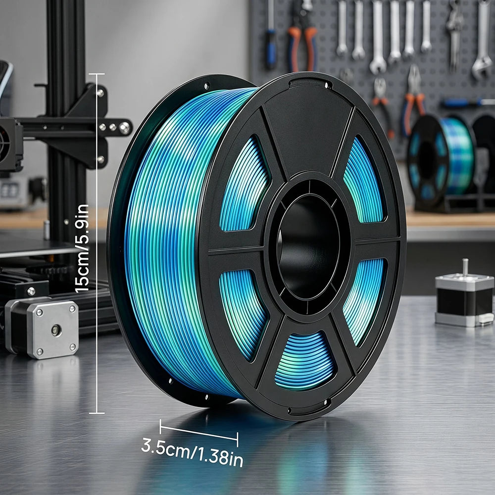 3D Printer Filament 250g PLA silk blue green Filament 1.75mm Dimension Accuracy +/- 0.02mm, 3D Printing Filament Two tone silk blue green pla