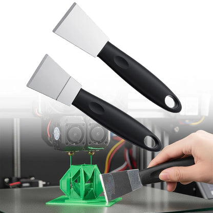 2 PCS 3D Printer Build Plate Spatula Hot Bed Removal Universal Stainless Steel Hot Bed Removal Tool Scraper for Glass PEI Sheets