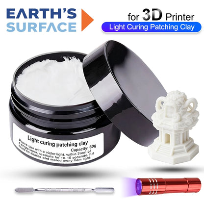 UV Light Curing Repair Clay Cure Putty Fill Repair Failed 3D Printed Model Modification Accessories for Bambu Lab 3D Printer