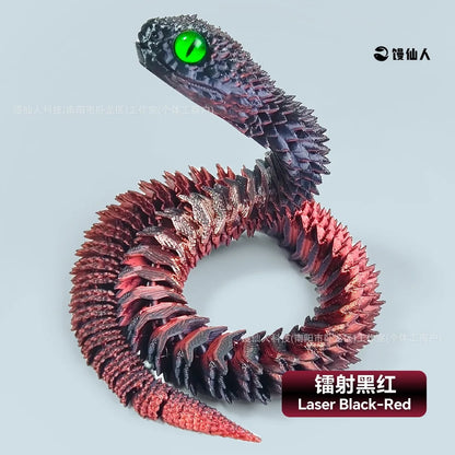30cm 3D Printed Luminous Snake Movable Joint Simulation Snake Action Figures Home Office Desktop Ornament Birthday Gifts