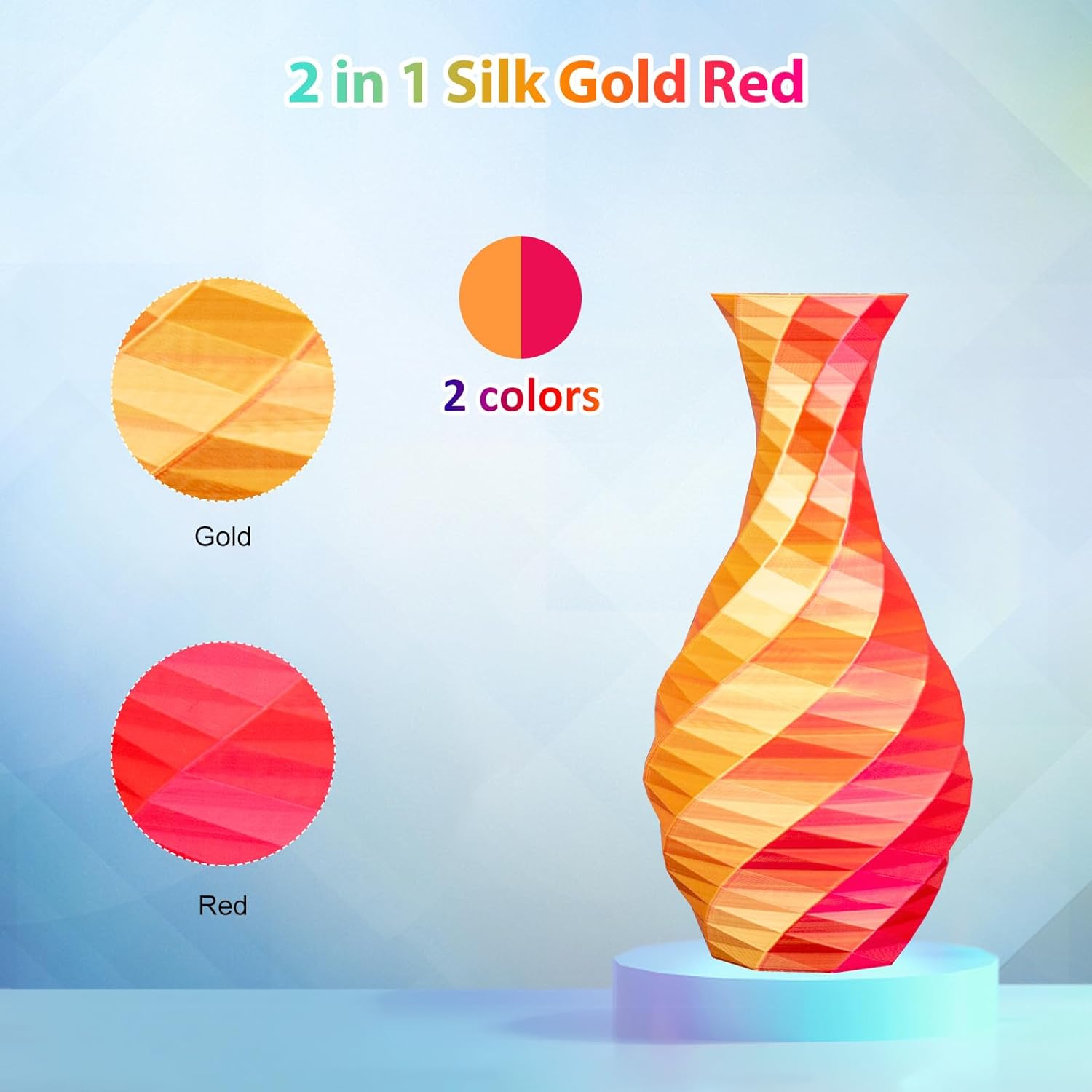 Multicolor 3D Printer Filament - Dual/Tri Color PLA Silk 250g