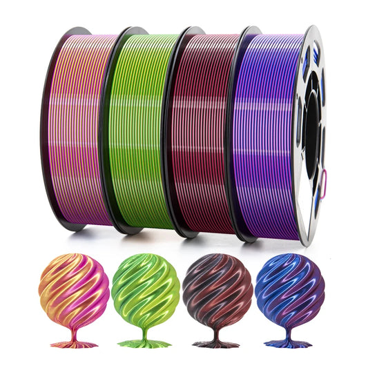 Dual-Color PLA Silk 3D Printer Filament 1.75mm Eco-Friendly 200g