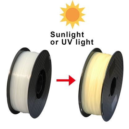 UV Sunlight Color Change Filament PLA 1.75mm 3D Printer PLA Filament 250g 1kg Plastic Material PLA UV Reaction Blue Purple Pink