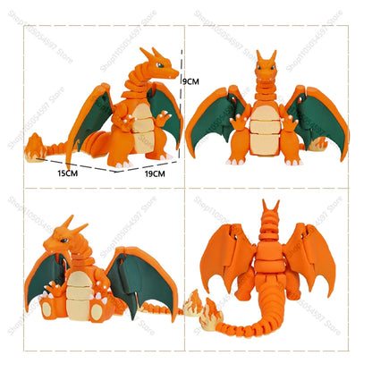 3D Printed Anime Pokémon Figures Charizard Mega Charizard X Charmander Dragon Egg Model Joint Mobility Statue Xmas Fans Gift