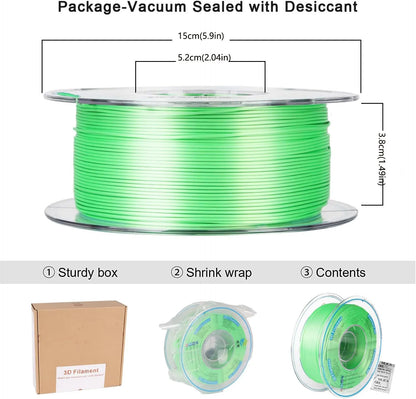 Silk PLA Filament 1.75mm for 3D Printer Dimensional Accuracy +/- 0.02mm Compatible with Most FDM 3D Printers