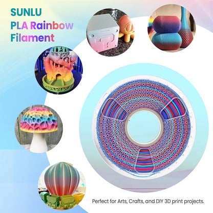 PLA Rainbow Filament 1.75mm 1KG - Vibrant 3D Printing Colors