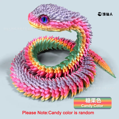 30cm 3D Printed Luminous Snake Movable Joint Simulation Snake Action Figures Home Office Desktop Ornament Birthday Gifts