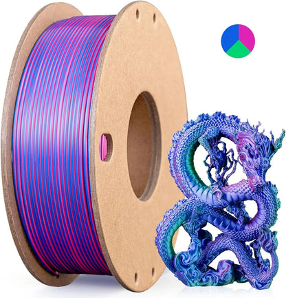 Multicolor 3D Printer Filament - Dual/Tri Color PLA Silk 250g
