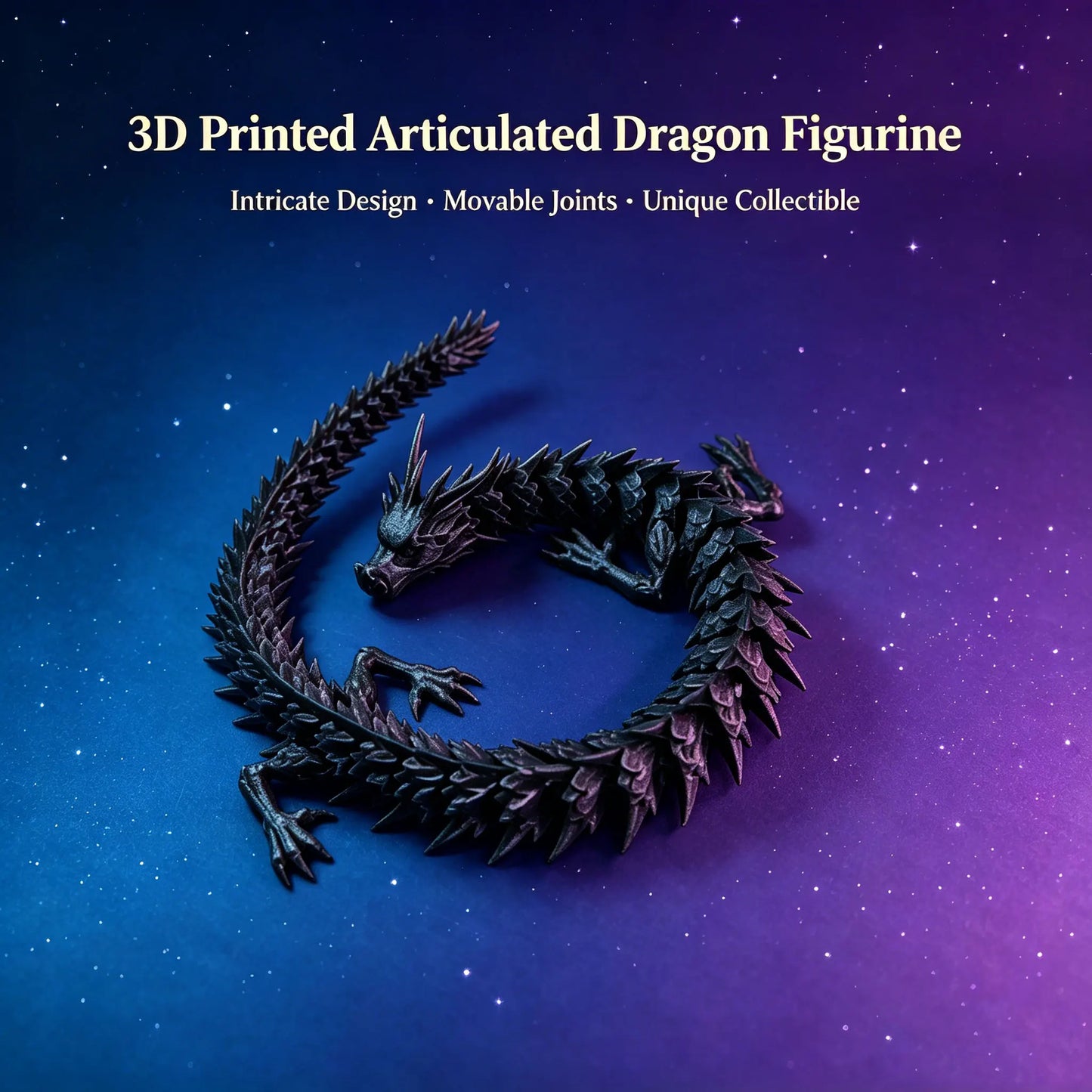 3D Printed Movable Dragon Ornament, Full-Body Articulated Toy for Play & Home Decoration