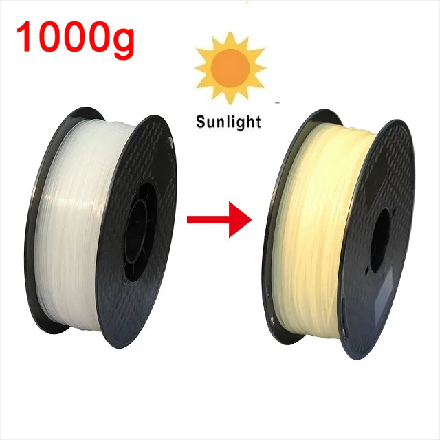 UV Sunlight Color Change Filament PLA 1.75mm 3D Printer PLA Filament 250g 1kg Plastic Material PLA UV Reaction Blue Purple Pink