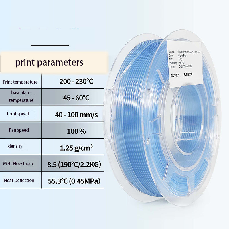 Rainbow PLA Filament 1.75mm - 800G/400G Translucent Colors