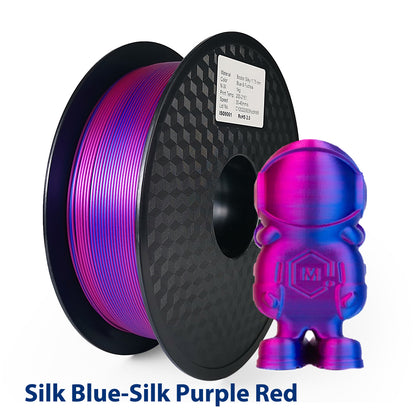 1.75mm PLA Filament Silk Blue Red Dual Color 250g