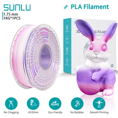 PLA Rainbow Filament 1.75mm 1KG - Vibrant 3D Printing Colors