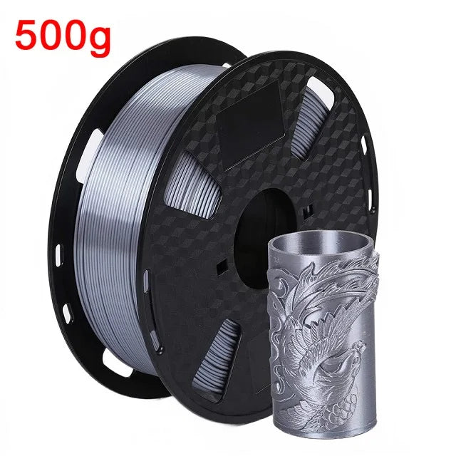 EasyThreed 3D Printer PLA Silk Filament 1.75mm Silky Filament PLA 1KG High Quality 3D PLA Black Silver No Bubble Vacuum