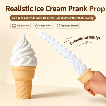 3D Printed Retractable Ice Cream Prank Prop Pop Out Ice Cream Cone Stress Relief Gag  for Home Desk Decoration Accessories Gift