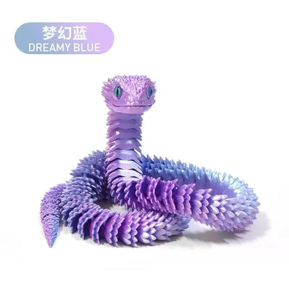 30cm 3D Printed Luminous Snake Movable Joint Simulation Snake Action Figures Home Office Desktop Ornament Birthday Gifts