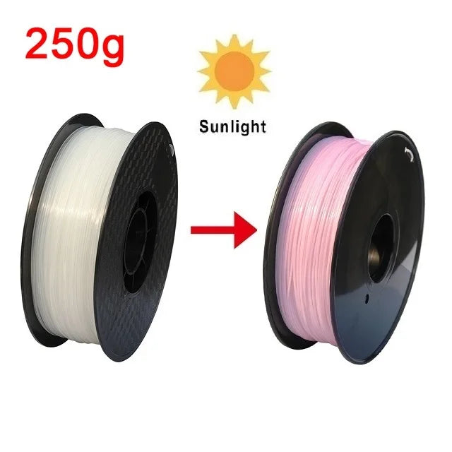 UV Sunlight Color Change Filament PLA 1.75mm 3D Printer PLA Filament 250g 1kg Plastic Material PLA UV Reaction Blue Purple Pink