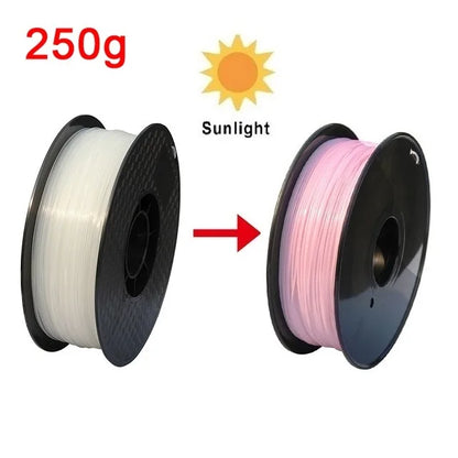UV Sunlight Color Change Filament PLA 1.75mm 3D Printer PLA Filament 250g 1kg Plastic Material PLA UV Reaction Blue Purple Pink