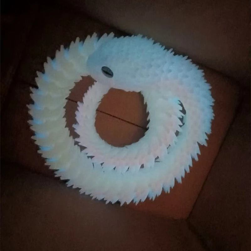 30cm 3D Printed Luminous Snake Movable Joint Simulation Snake Action Figures Home Office Desktop Ornament Birthday Gifts