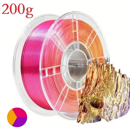 Tricolor Silk PLA 1.75mm 3D Printer Filament - Multicolor