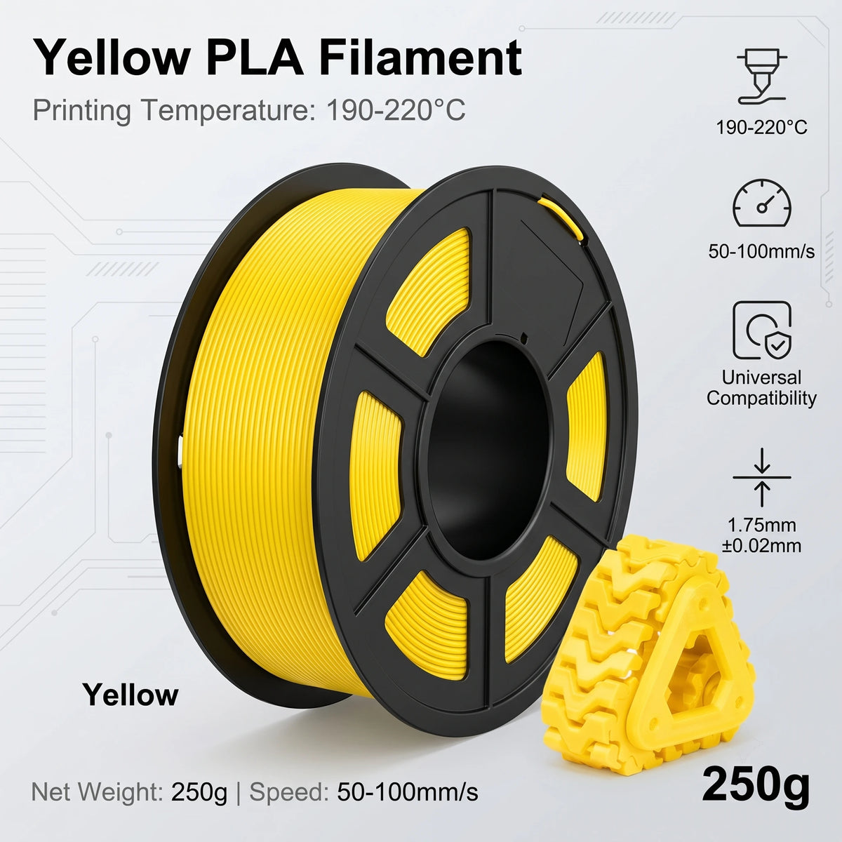 1.75mm High Speed PLA 3D Printer Filament Bundle ±0.02mm Dimensional Accuracy Reusable 250g Spools Total 1KG