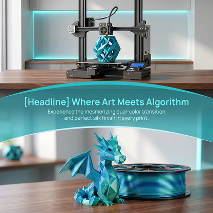 3D Printer Filament 250g PLA silk blue green Filament 1.75mm Dimension Accuracy +/- 0.02mm, 3D Printing Filament Two tone silk blue green pla