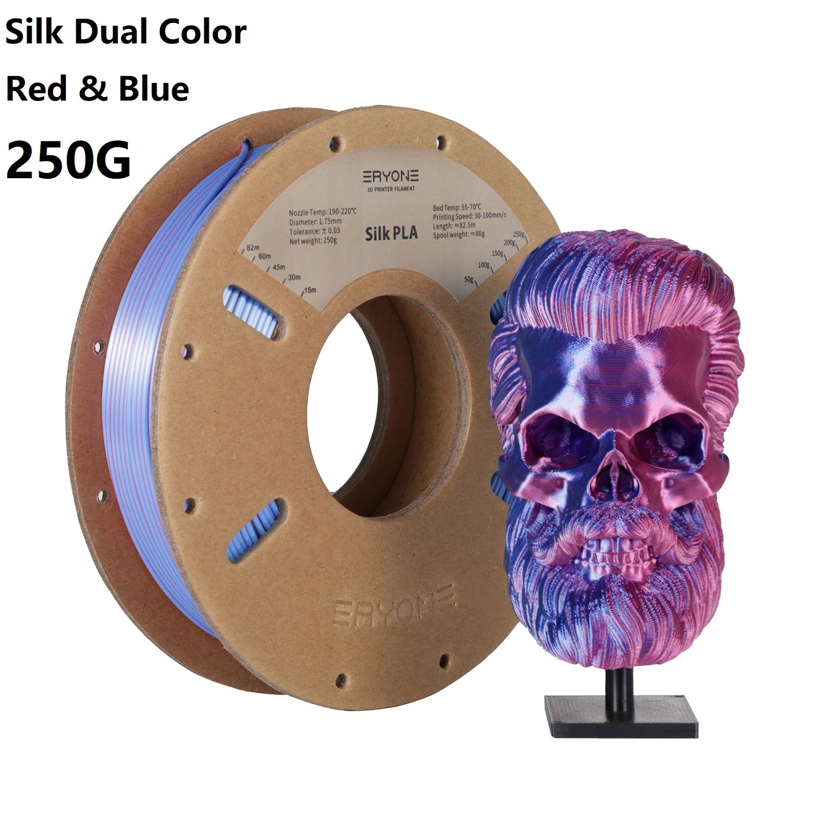 3D Printer Filament: Dual-Color Matte Silk PLA Filament 1.75mm - Fast Shipping