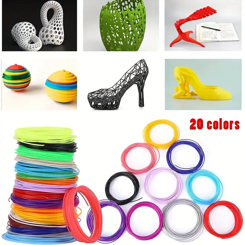 40 Color PLA Filament for 3D Pen - Safe, Smoke-Free Refill