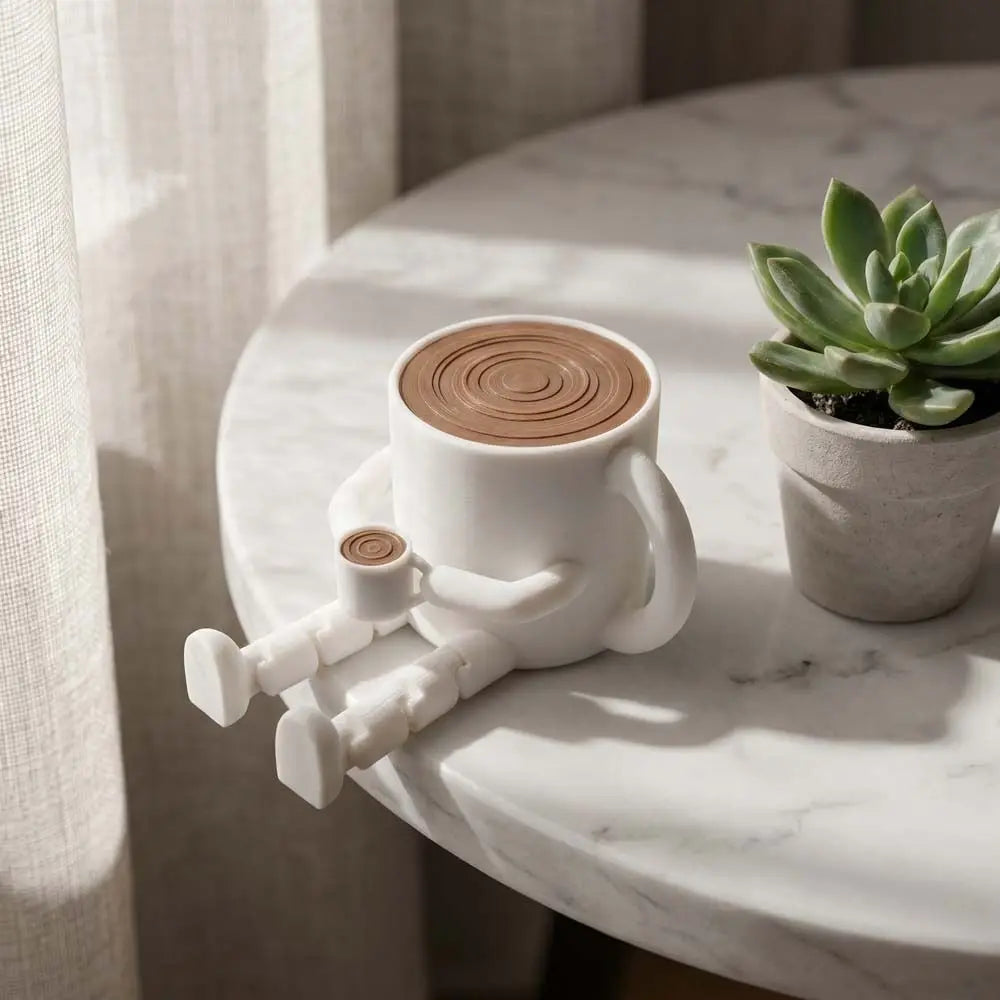 3D Printing Coffee Bean Ornaments Mocha pot Funny Coffee cup Ornament Multi Functional Sculpture Home Decorations Office