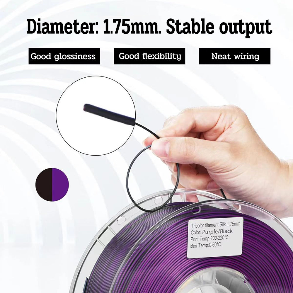 3D Printer Filament: Dual Color Silk PLA Filament 1.75mm - 3D Printer Material