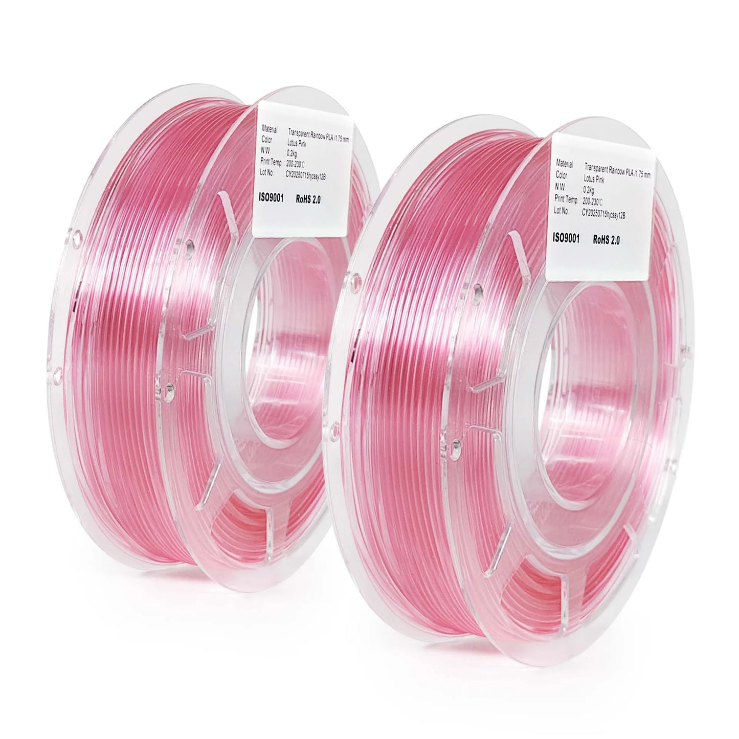800G/400G Transparent Rainbow PLA Filament 200G 1.75mm 3D Printer Filament Translucent Printing Materials Pink Orange Rainbow