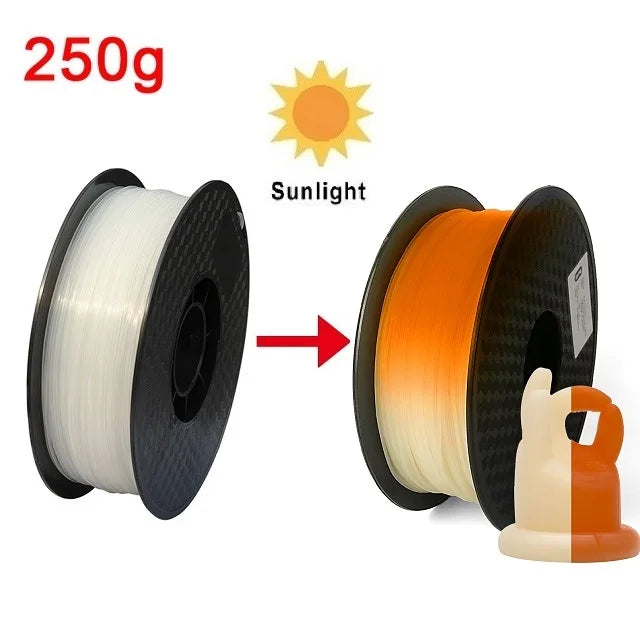 UV Sunlight Color Change Filament PLA 1.75mm 3D Printer PLA Filament 250g 1kg Plastic Material PLA UV Reaction Blue Purple Pink
