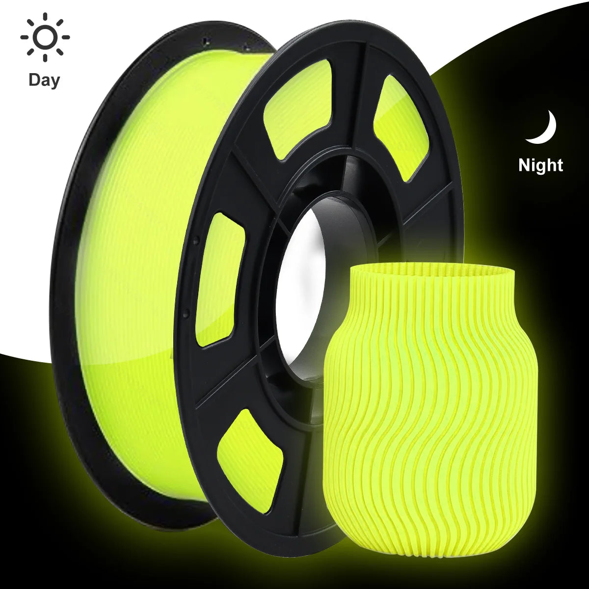 PLA Luminous 3D Printer Filament - Glow in the Dark, 200g
