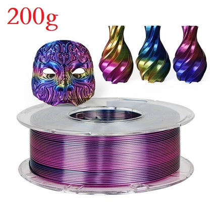 Tricolor Silk PLA 1.75mm 3D Printer Filament - Multicolor