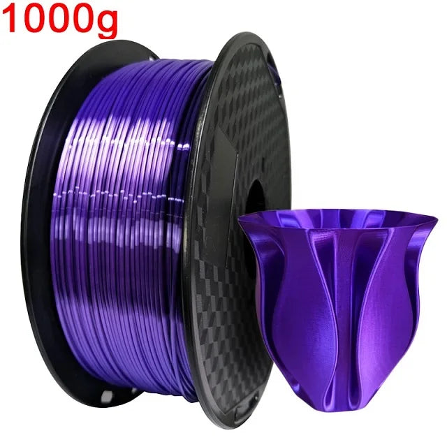 EasyThreed 3D Printer PLA Silk Filament 1.75mm Silky Filament PLA 1KG High Quality 3D PLA Black Silver No Bubble Vacuum