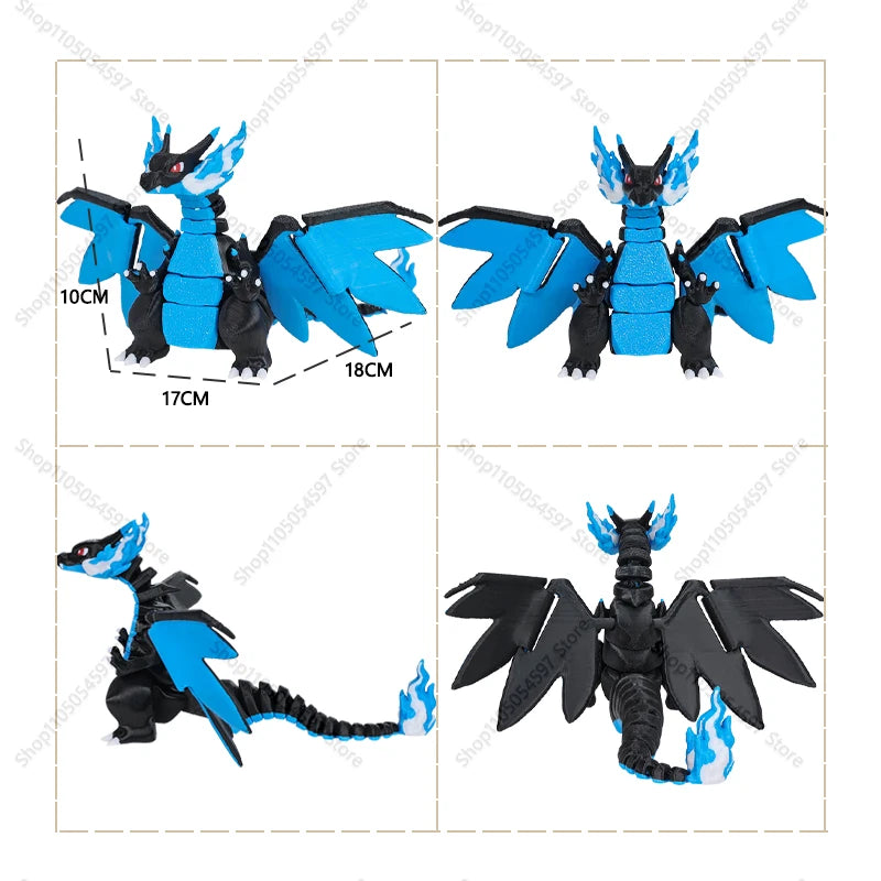 3D Printed Anime Pokémon Figures Charizard Mega Charizard X Charmander Dragon Egg Model Joint Mobility Statue Xmas Fans Gift