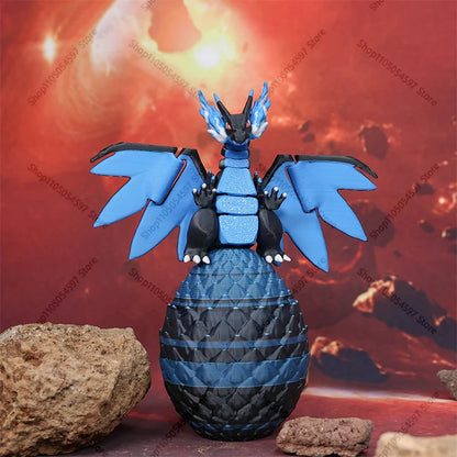 3D Printed Anime Pokémon Figures Charizard Mega Charizard X Charmander Dragon Egg Model Joint Mobility Statue Xmas Fans Gift