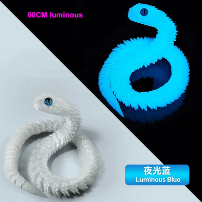 30cm 3D Printed Luminous Snake Movable Joint Simulation Snake Action Figures Home Office Desktop Ornament Birthday Gifts