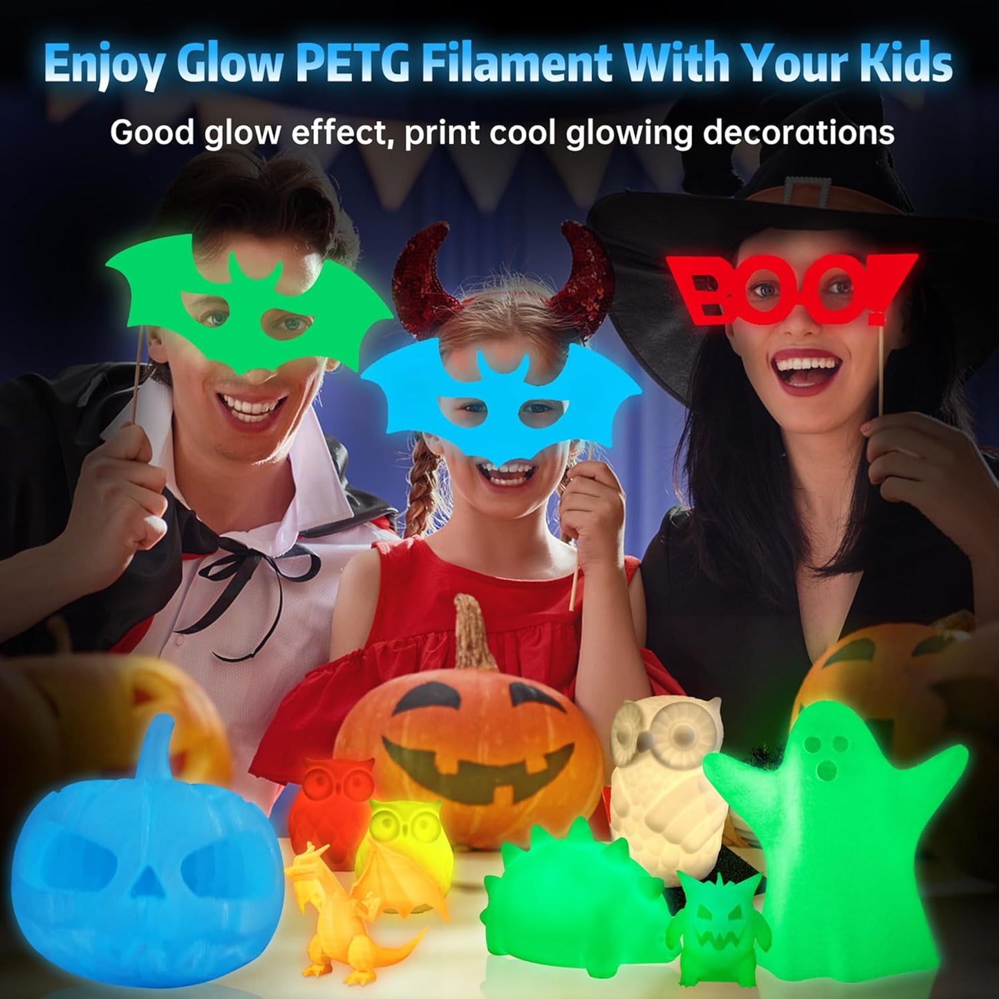 3D Filament PETG: Glow in The Dark - 1.75mm - 1KG for 3D Printing
