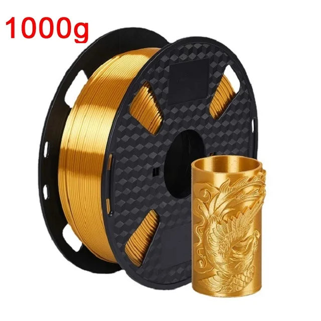 EasyThreed 3D Printer PLA Silk Filament 1.75mm Silky Filament PLA 1KG High Quality 3D PLA Black Silver No Bubble Vacuum