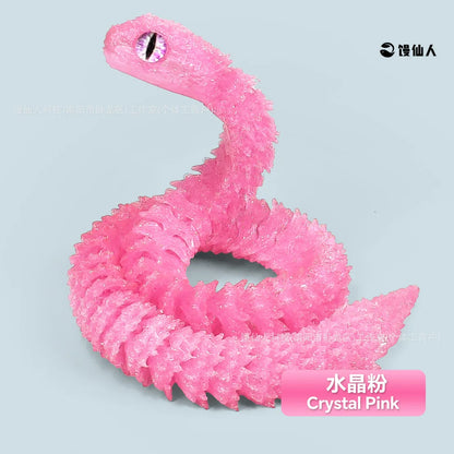 30cm 3D Printed Luminous Snake Movable Joint Simulation Snake Action Figures Home Office Desktop Ornament Birthday Gifts