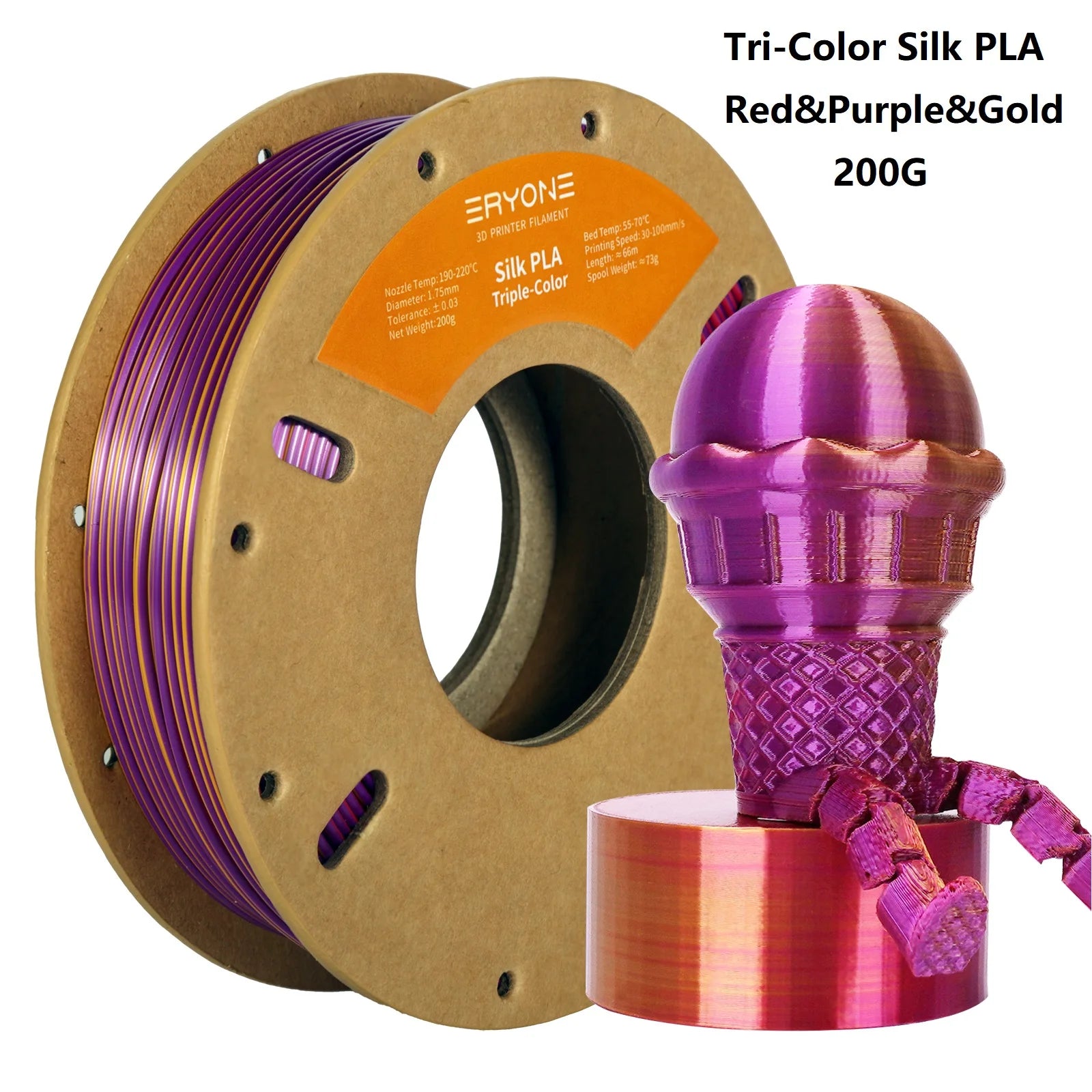 Silk PLA Filament 1.75mm Dual/Tri Colors for 3D Printer