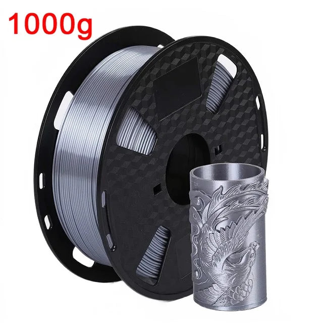 EasyThreed 3D Printer PLA Silk Filament 1.75mm Silky Filament PLA 1KG High Quality 3D PLA Black Silver No Bubble Vacuum