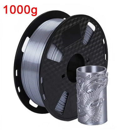 EasyThreed 3D Printer PLA Silk Filament 1.75mm Silky Filament PLA 1KG High Quality 3D PLA Black Silver No Bubble Vacuum